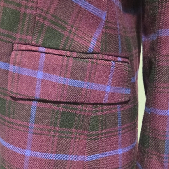 Anne Klein Purple Plaid Cropped Pantsuit - Picture 6 of 15
